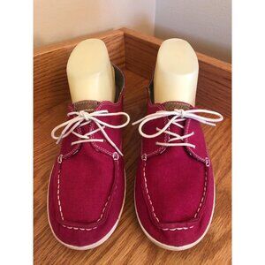 Olukai Heleuma Canvas Peony Pink Tie Comfort Shoes Womens Size 8.5 (61e2)